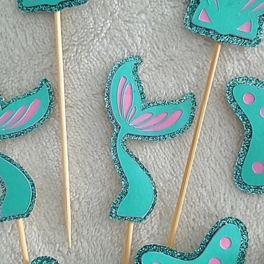 Mermaid theme cupcake toppers
